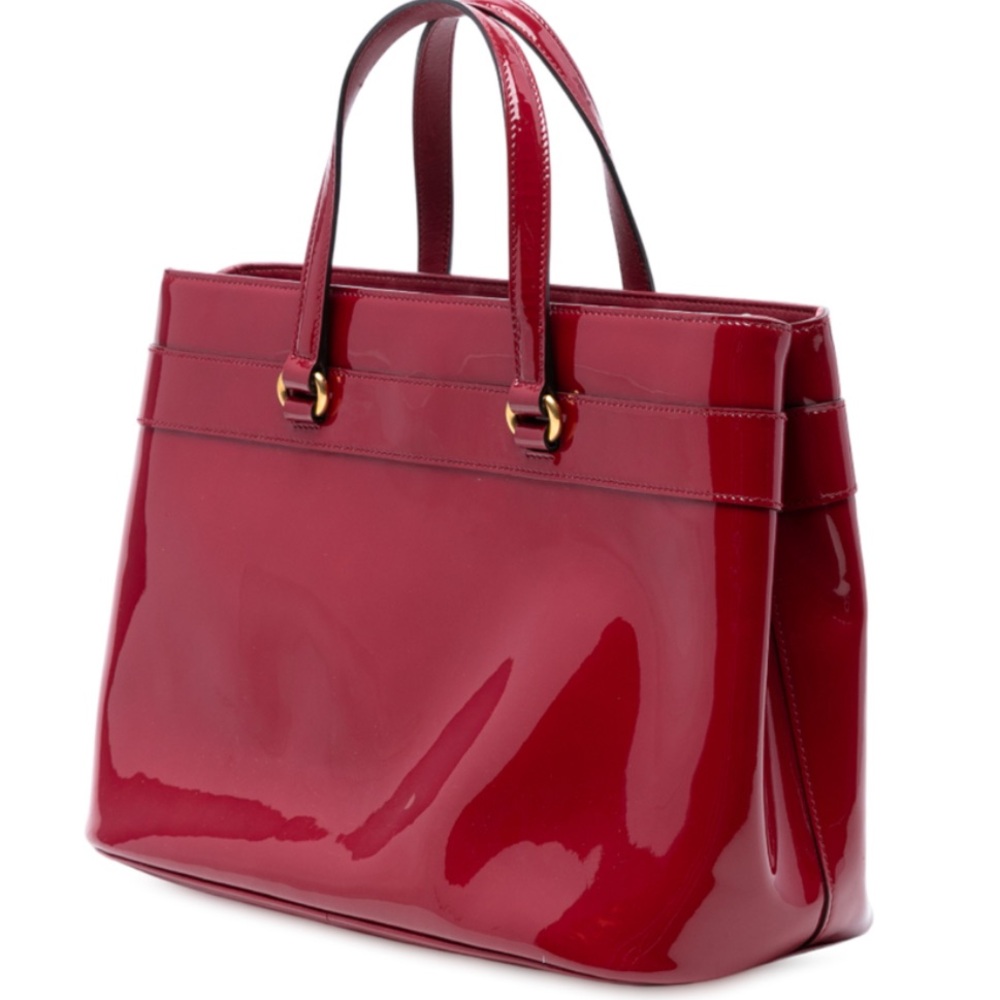 Gucci Bright Bit Patent Leather Handbag - Authentic Red - Gucci Tote Bag - Picture 2 of 13